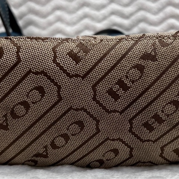 EUC Coach Lozenge Purse, Tan/Blue - Picture 2 of 6